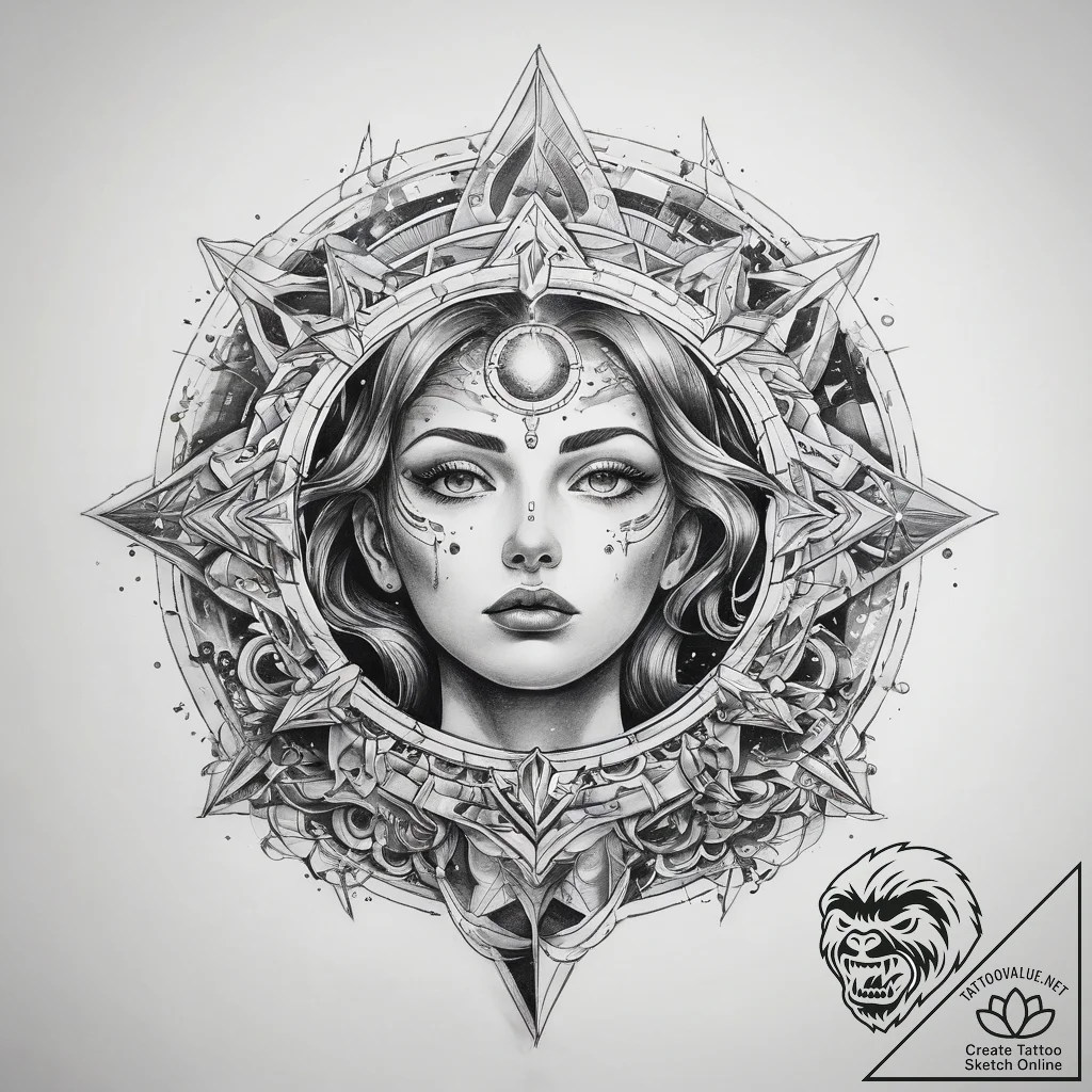Tattoo sketch cosmic past - tattoo sketch (№1758299153_0, 19.09.2025 16:25) — tattoovalue.net