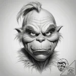 Tattoo sketch the grinch with a skin – tattoo sketch (№1758300149_0, 19.09.2025 16:42) — tattoovalue.net