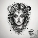 Tattoo sketch cosmic ghost, ink illustration… – tattoo sketch (№1758300538_0, 19.09.2025 16:48) — tattoovalue.net
