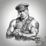 Tattoo sketch soldier with a key – tattoo sketch (№1758300734_0, 19.09.2025 16:52) — tattoovalue.net