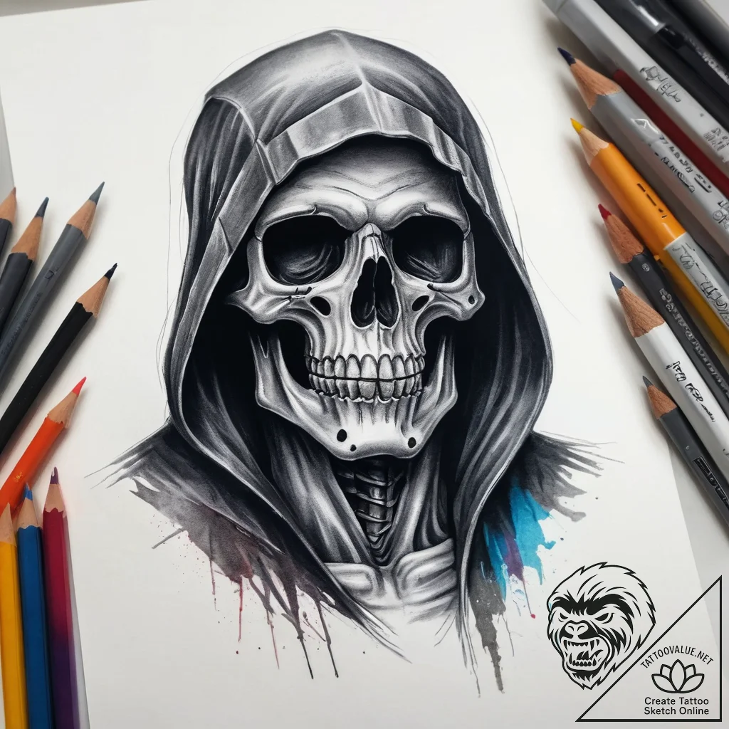 Tattoo sketch grim reaper tattoo, concept art... - tattoo sketch (№1758301126_0, 19.09.2025 16:58) — tattoovalue.net