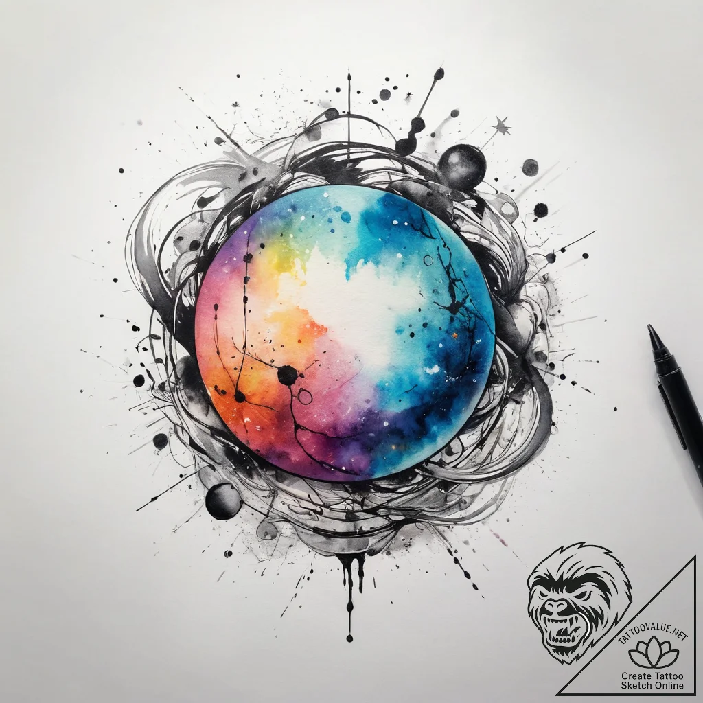 Tattoo sketch cosmic sphere, concept art for... - tattoo sketch (№1758301321_0, 19.09.2025 17:02) — tattoovalue.net