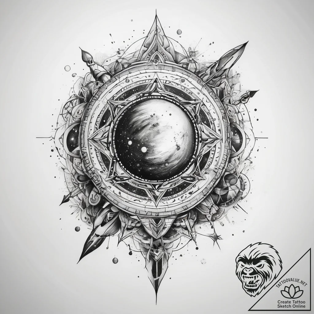 Tattoo sketch cosmic space - tattoo sketch (№1758302514_0, 19.09.2025 17:21) — tattoovalue.net