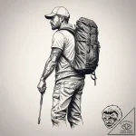 Tattoo sketch hiking a person with a backpack… – tattoo sketch (№1758302711_0, 19.09.2025 17:25) — tattoovalue.net