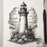 Tattoo sketch old school маяк, ink illustrati… – tattoo sketch (№1758303915_0, 19.09.2025 17:45) — tattoovalue.net
