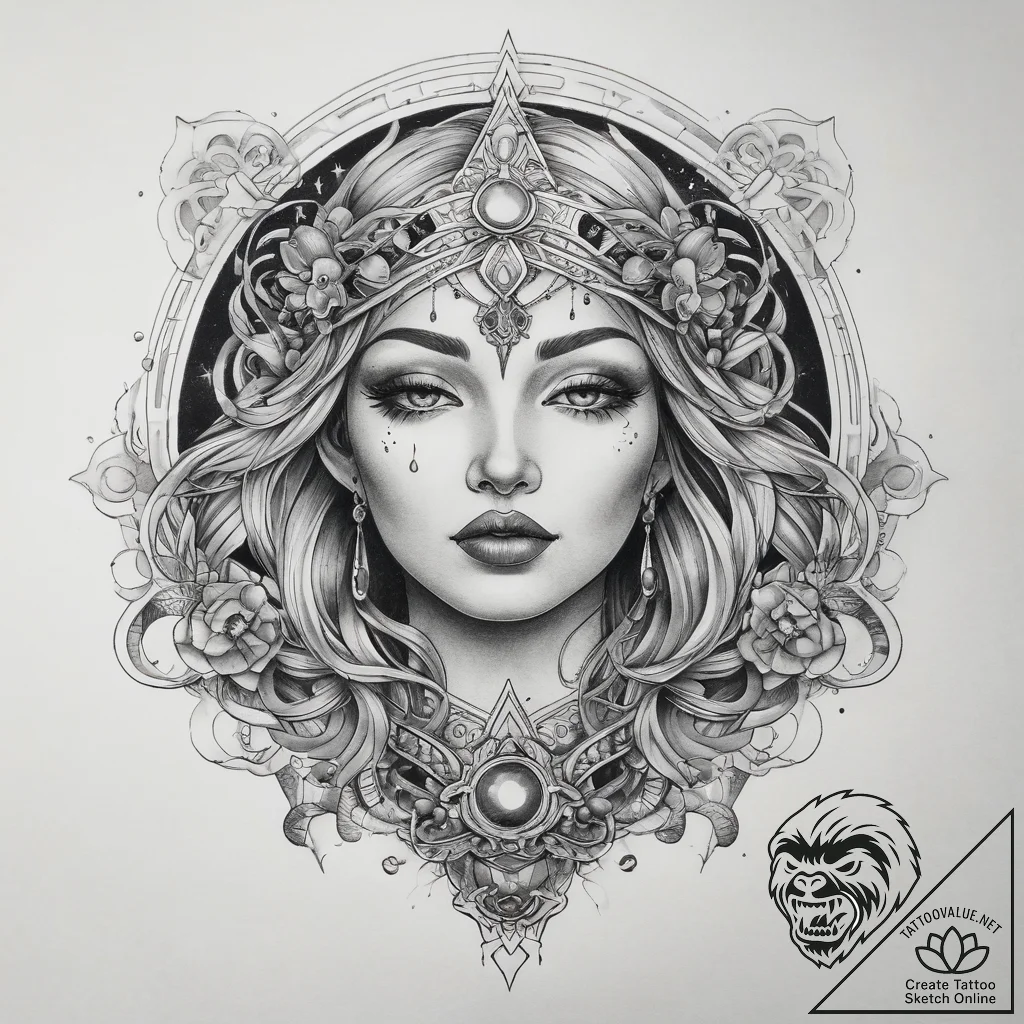 Tattoo sketch cosmic legend, tattoo drawing o... - tattoo sketch (№1758305309_0, 19.09.2025 18:08) — tattoovalue.net