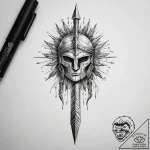 Tattoo sketch spartan spear, artistic tattoo… – tattoo sketch (№1758306314_0, 19.09.2025 18:25) — tattoovalue.net