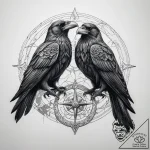 Tattoo sketch odin’s ravens huginn and muninn – tattoo sketch (№1758307306_0, 19.09.2025 18:41) — tattoovalue.net