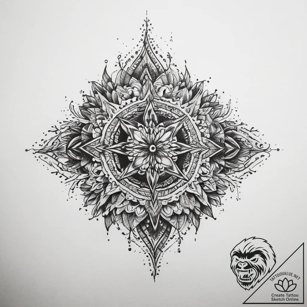 Tattoo sketch four dots, concept art for tatt... - tattoo sketch (№1758307504_0, 19.09.2025 18:45) — tattoovalue.net