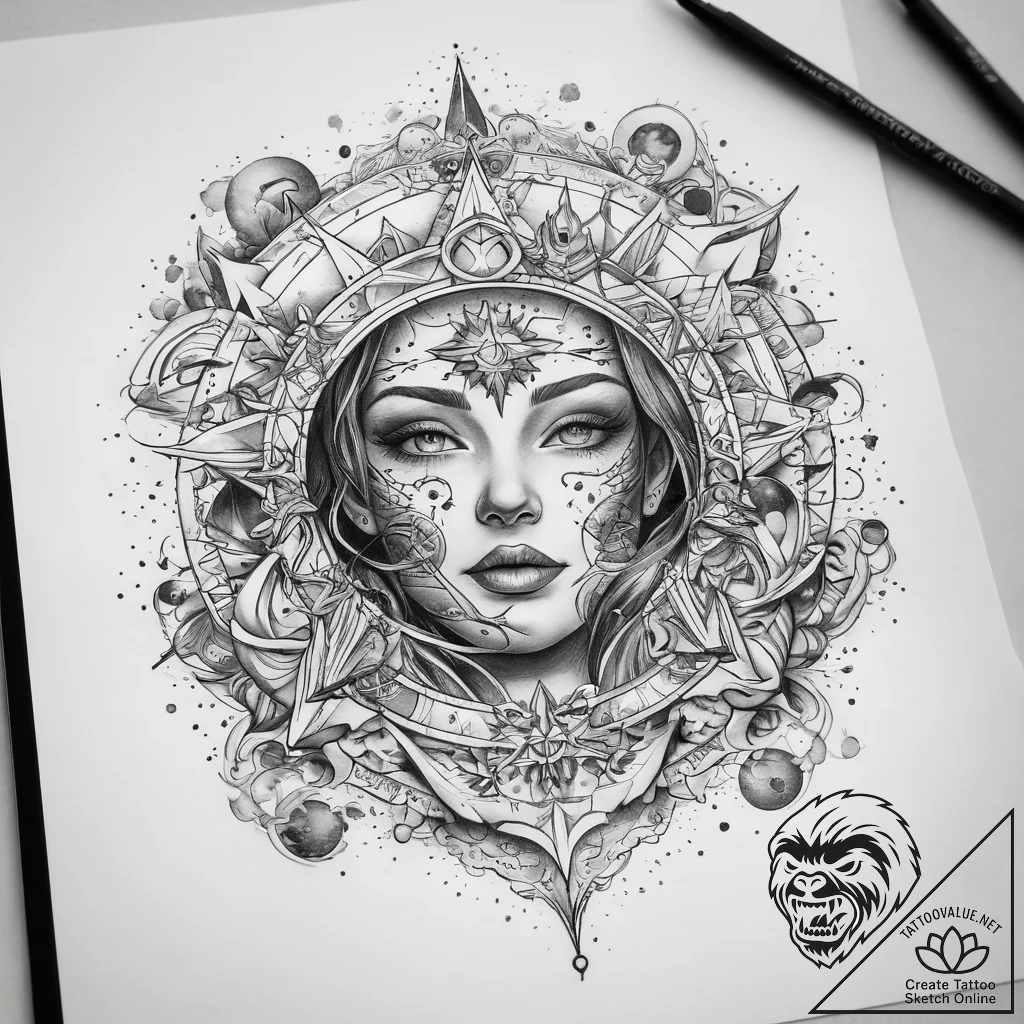Tattoo sketch cosmic land - tattoo sketch (№1758309089_0, 19.09.2025 19:11) — tattoovalue.net