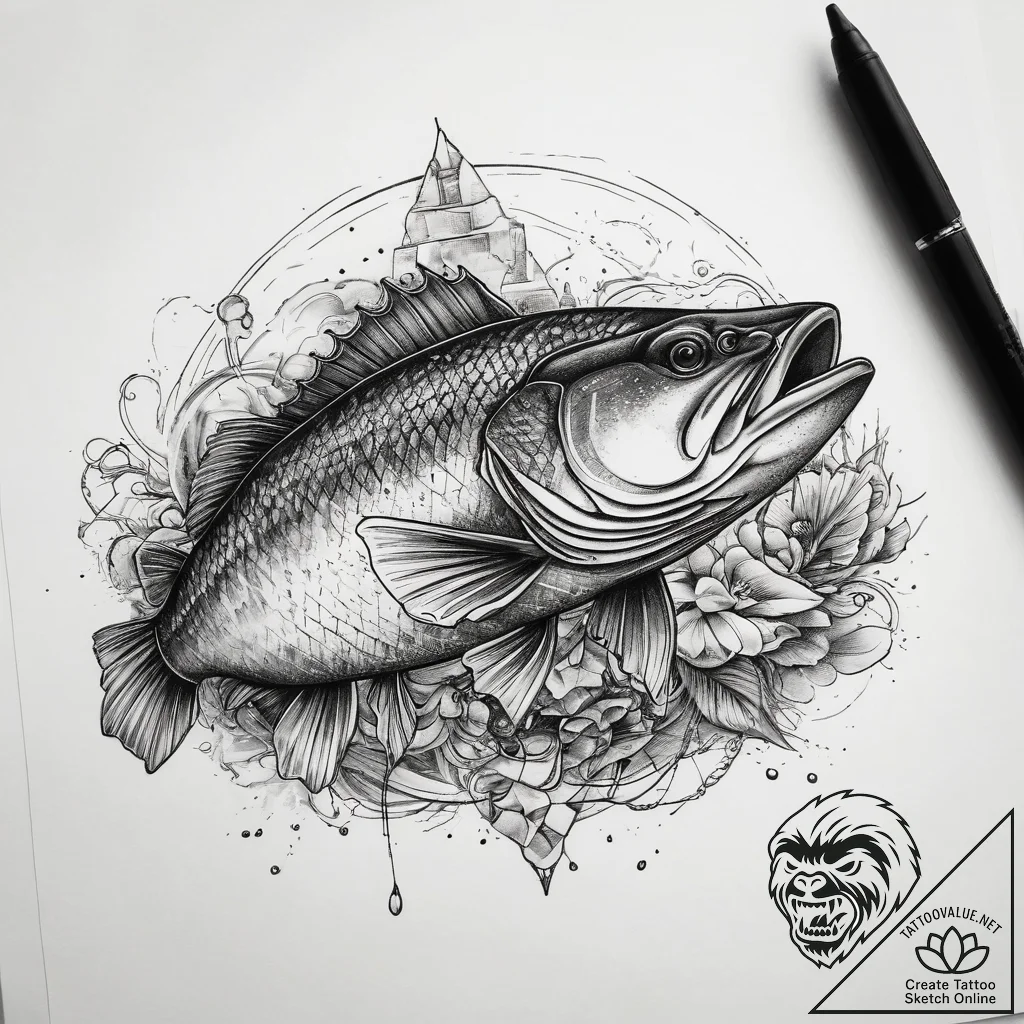 Tattoo sketch walleye, tattoo flash sheet des... - tattoo sketch (№1758313080_0, 19.09.2025 20:18) — tattoovalue.net