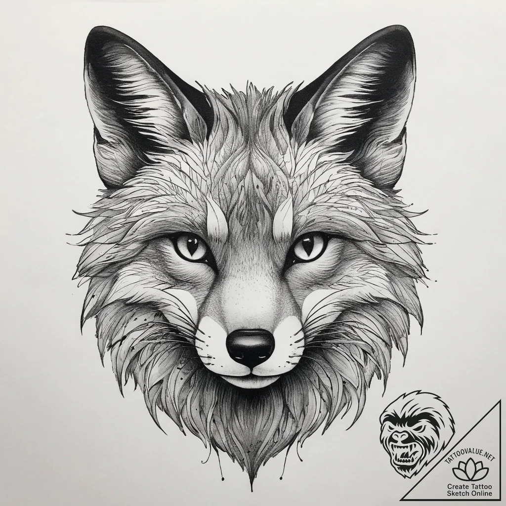 Tattoo sketch fox tattoo, tattoo line art, bl... - tattoo sketch (№1758313281_0, 19.09.2025 20:21) — tattoovalue.net