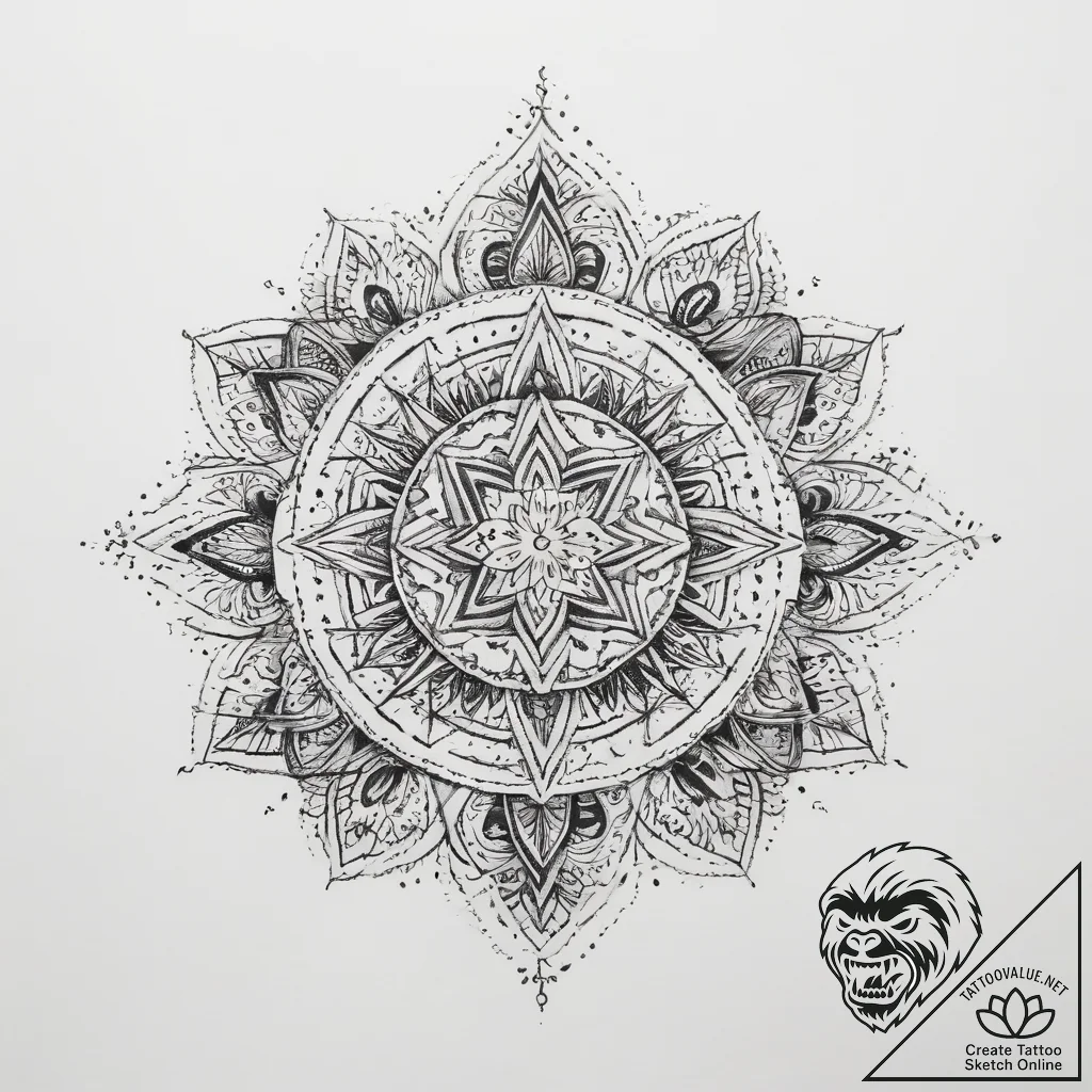Tattoo sketch slavic embroidery pattern with... - tattoo sketch (№1758314275_0, 19.09.2025 20:37) — tattoovalue.net