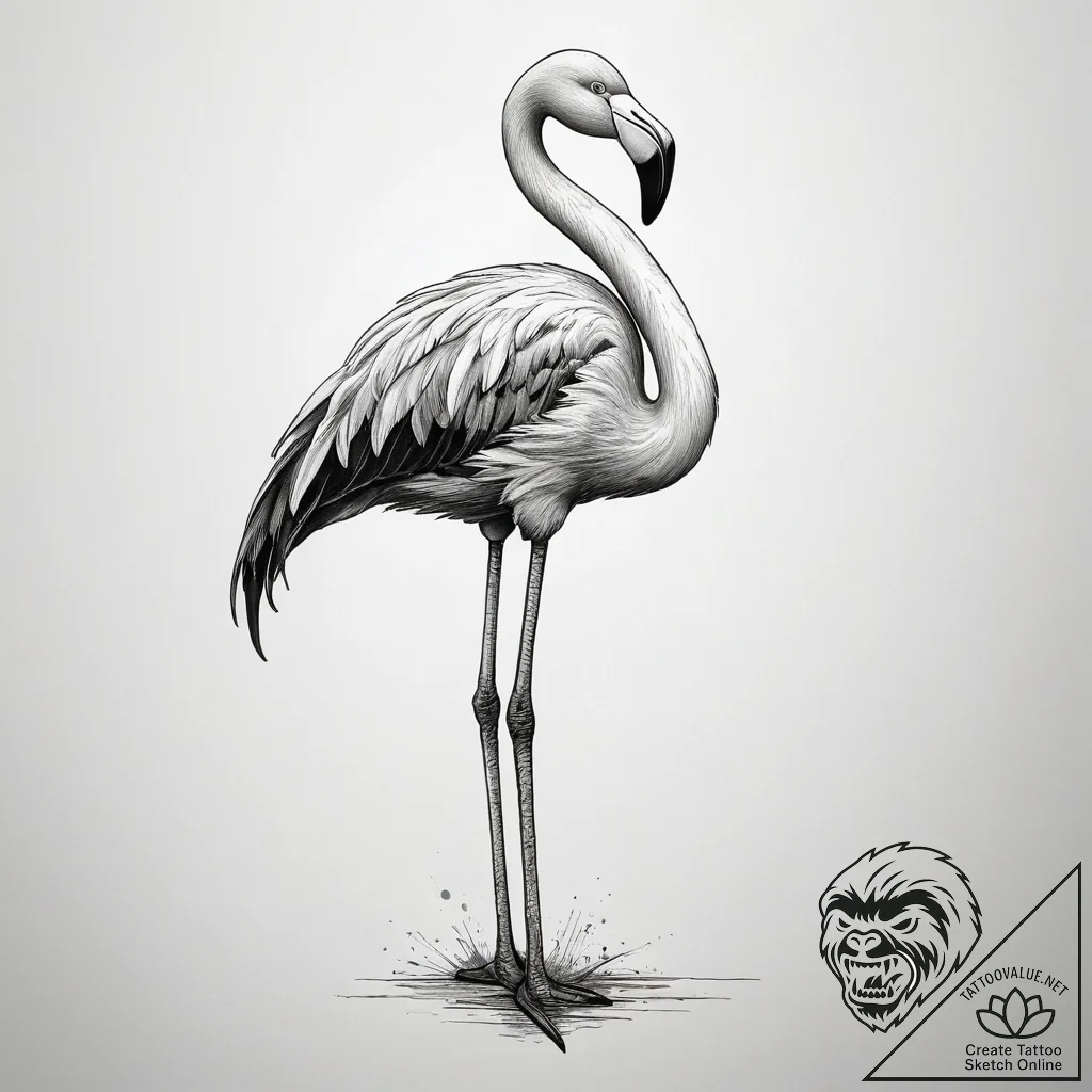 Tattoo sketch puns a flamingo that says "i'm... - tattoo sketch (№1758314472_0, 19.09.2025 20:41) — tattoovalue.net