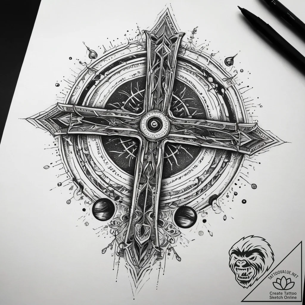 Tattoo sketch cosmic space, artistic tattoo s... - tattoo sketch (№1758314676_0, 19.09.2025 20:44) — tattoovalue.net