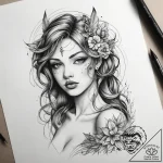 Tattoo sketch nymph tattoo, tattoo line art,… – tattoo sketch (№1758314884_0, 19.09.2025 20:48) — tattoovalue.net