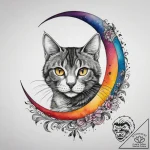 Tattoo sketch crescent moon with a cat, tatto… – tattoo sketch (№1758315292_0, 19.09.2025 20:54) — tattoovalue.net