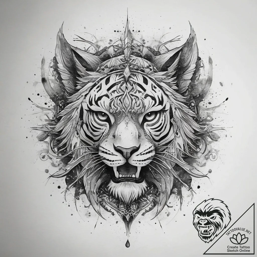 Tattoo sketch gray, concept art for tattoo, w... - tattoo sketch (№1758316890_0, 19.09.2025 21:21) — tattoovalue.net