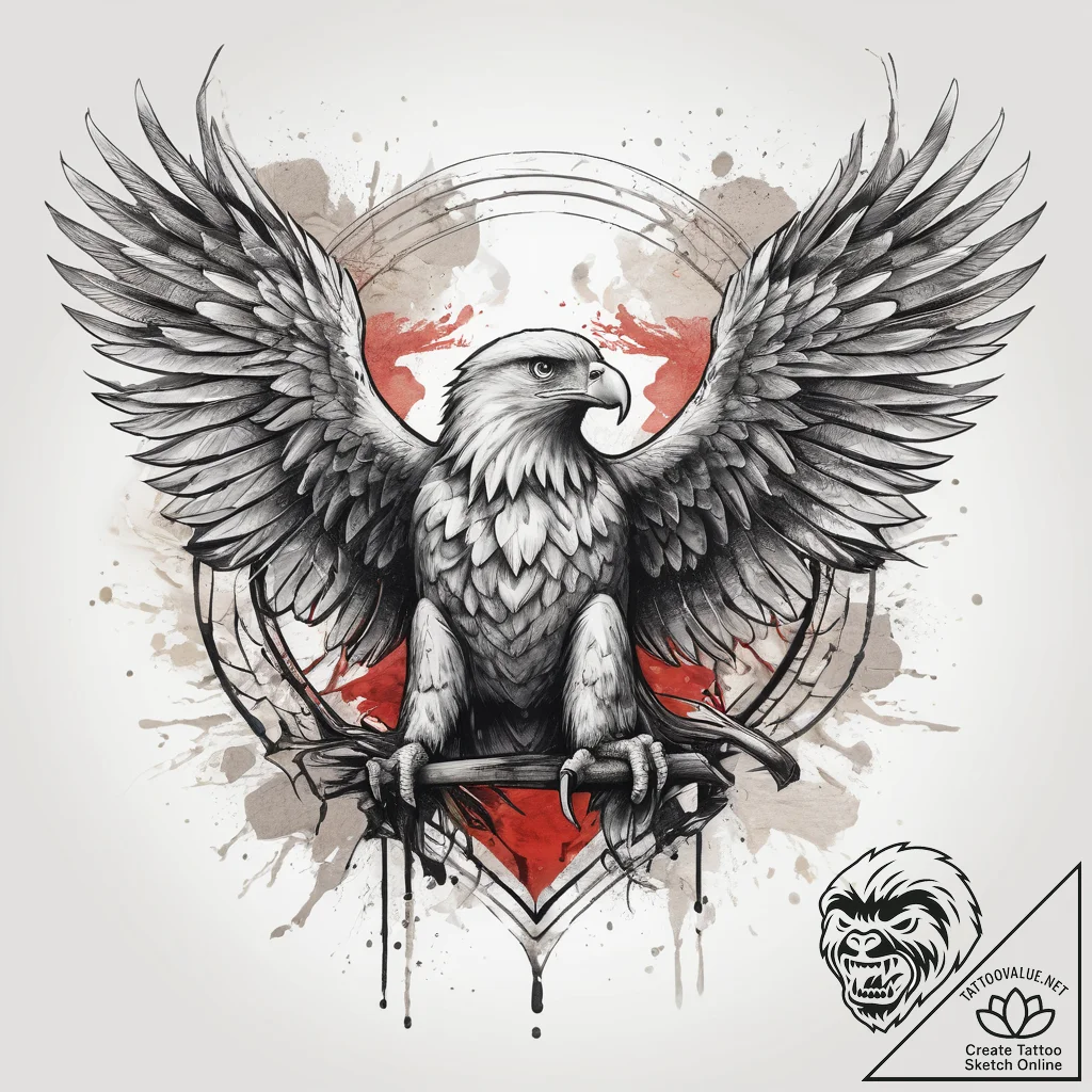 Tattoo sketch heraldic eagle, ink illustratio... - tattoo sketch (№1758371242_0, 20.09.2025 12:27) — tattoovalue.net
