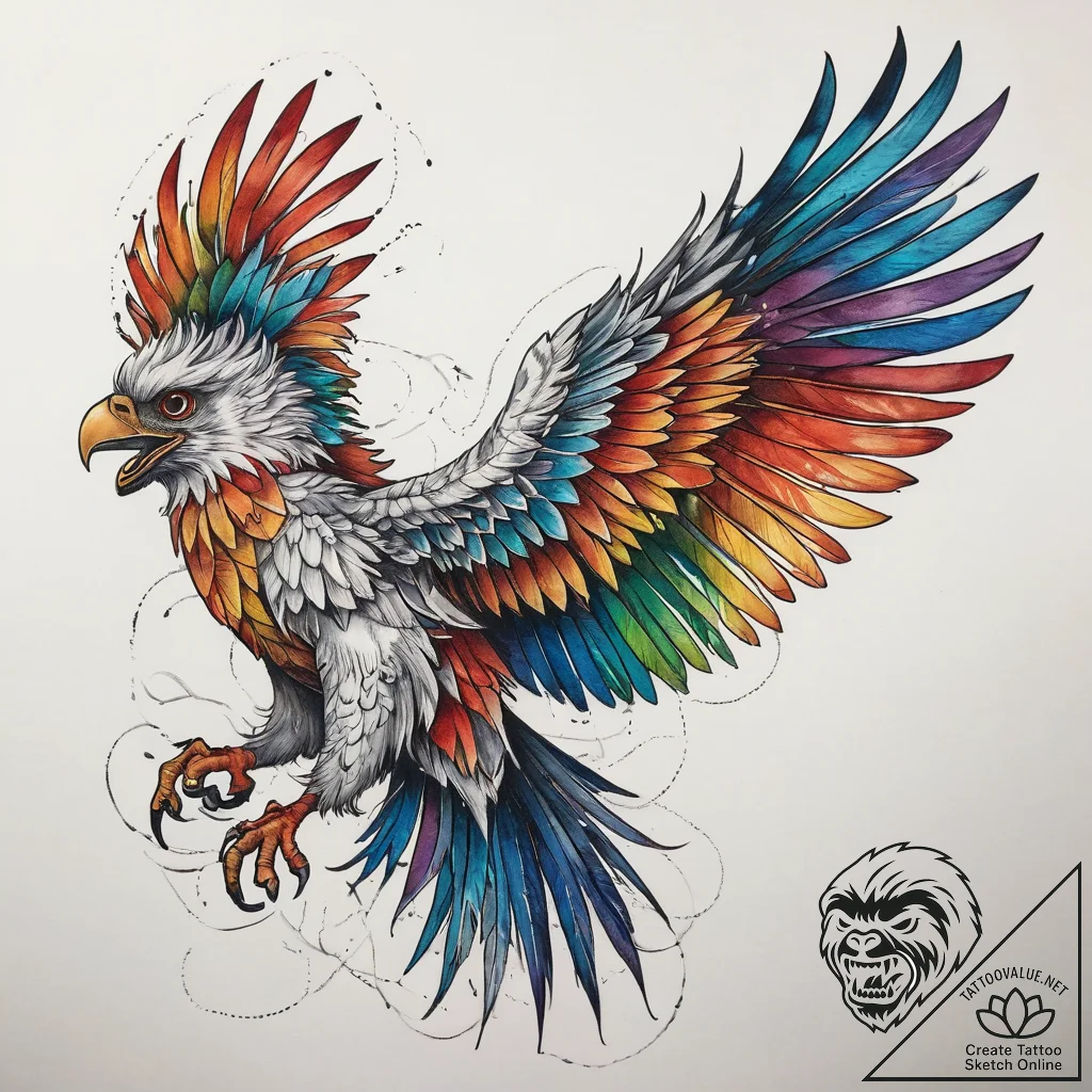Tattoo sketch griffin feather, tattoo line ar... - tattoo sketch (№1758372232_0, 20.09.2025 12:43) — tattoovalue.net