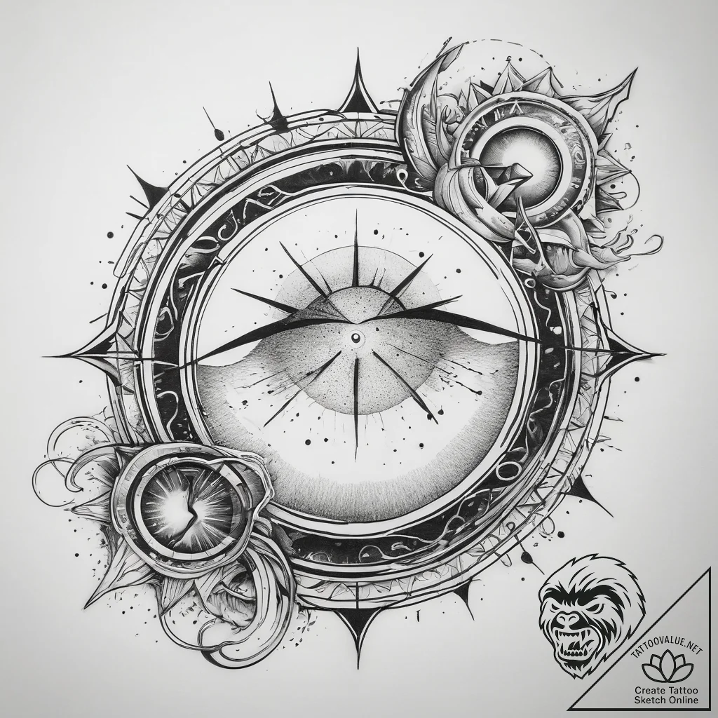 Tattoo sketch узор в виде солнечного затмения... - tattoo sketch (№1758374021_0, 20.09.2025 13:13) — tattoovalue.net