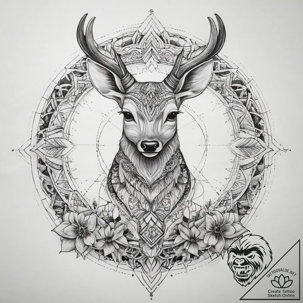 Tattoo sketch graceful fawn tattoo, tattoo li... - tattoo sketch (№1758374828_0, 20.09.2025 13:27) — tattoovalue.net