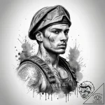Tattoo sketch soldier with a motto, artistic… – tattoo sketch (№1758375273_0, 20.09.2025 13:34) — tattoovalue.net