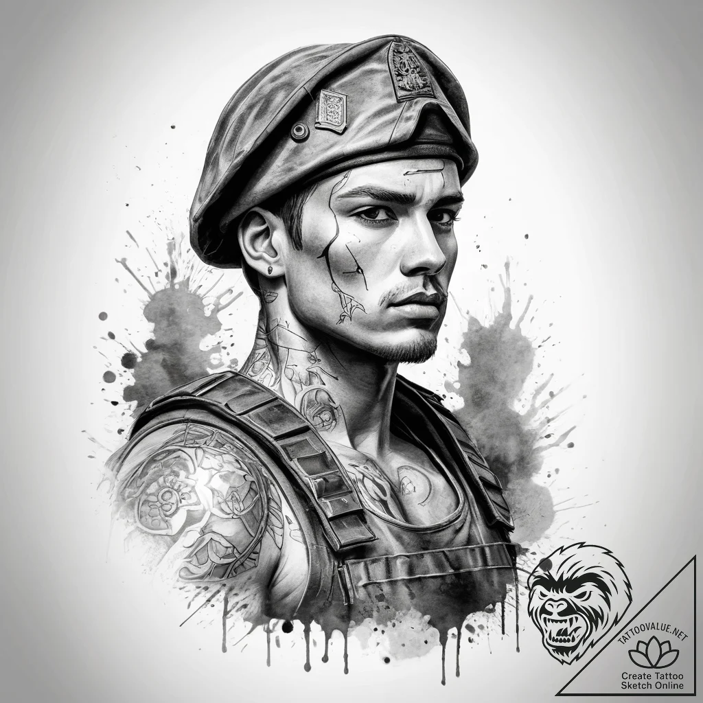Tattoo sketch soldier with a motto, artistic... - tattoo sketch (№1758375273_0, 20.09.2025 13:34) — tattoovalue.net