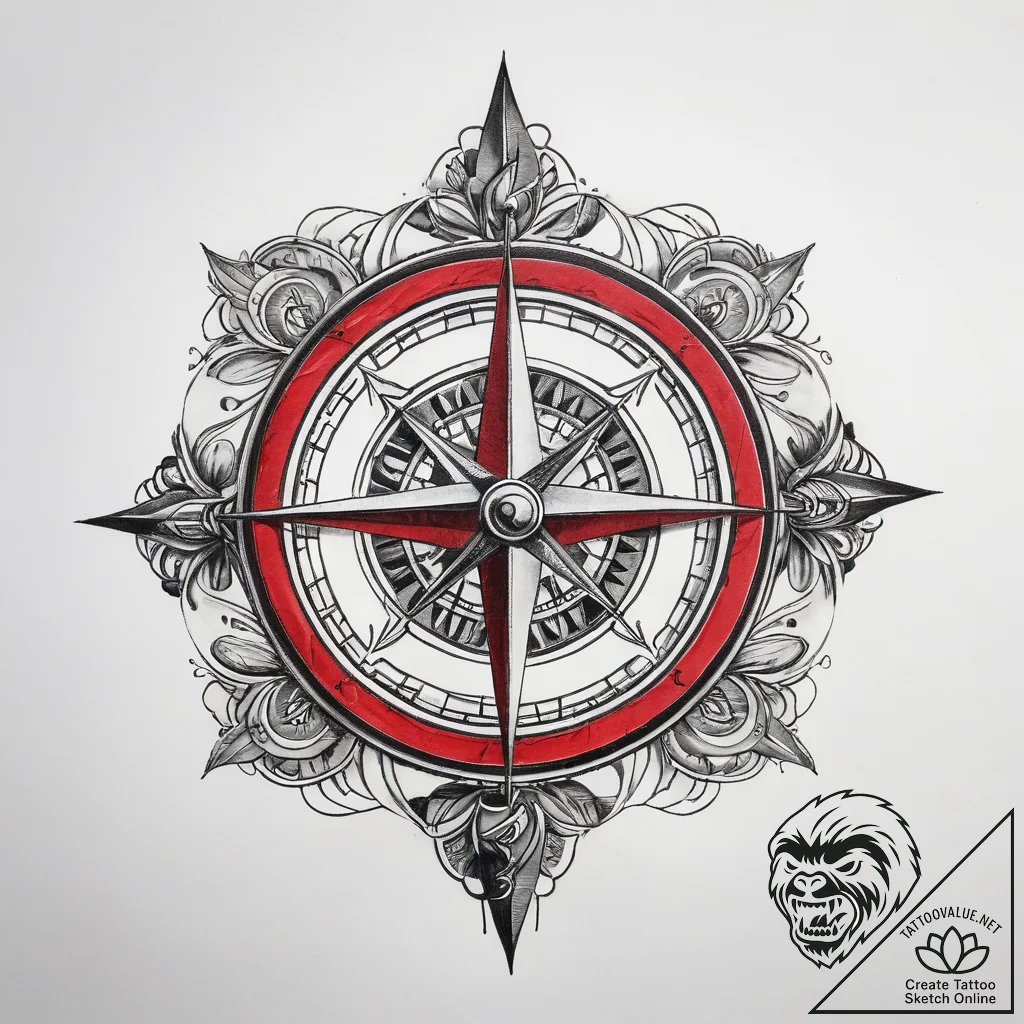 Tattoo sketch compass, artistic tattoo sketch... - tattoo sketch (№1758375511_0, 20.09.2025 13:38) — tattoovalue.net