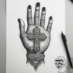 Tattoo sketch hands with a letter, tattoo fla… – tattoo sketch (№1758376391_0, 20.09.2025 13:53) — tattoovalue.net