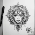 Tattoo sketch cosmic entity, ink illustration… – tattoo sketch (№1758377794_0, 20.09.2025 14:16) — tattoovalue.net