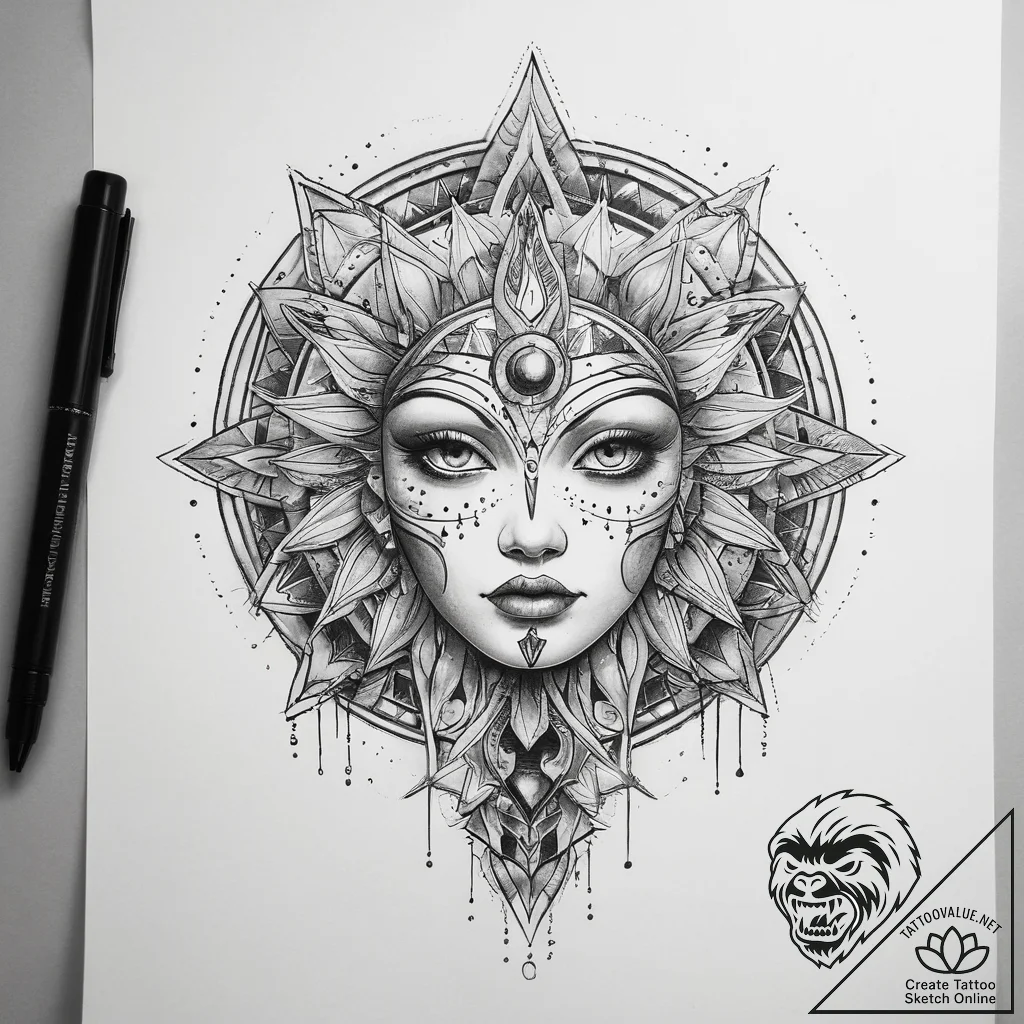 Tattoo sketch cosmic entity, ink illustration... - tattoo sketch (№1758377794_0, 20.09.2025 14:16) — tattoovalue.net