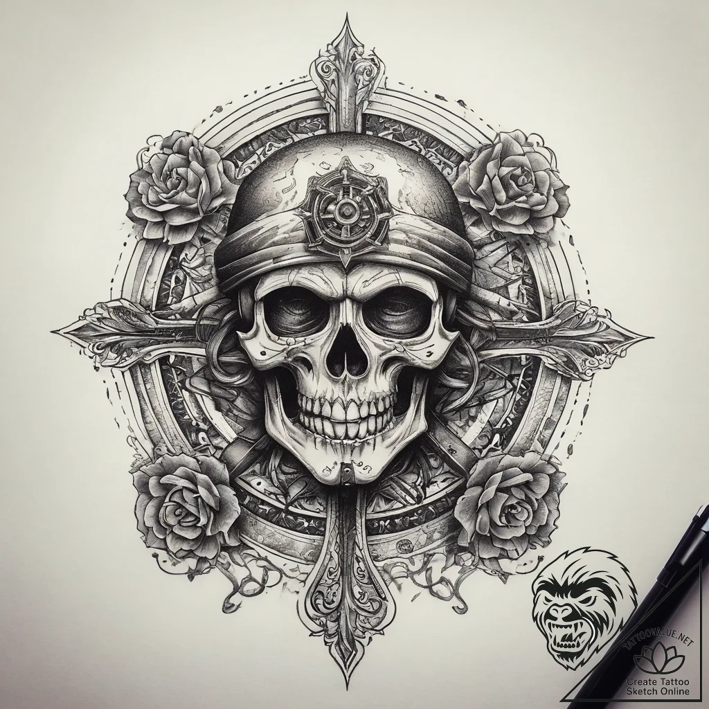 Tattoo sketch elusive rogue, ink illustration... - tattoo sketch (№1758378387_0, 20.09.2025 14:26) — tattoovalue.net