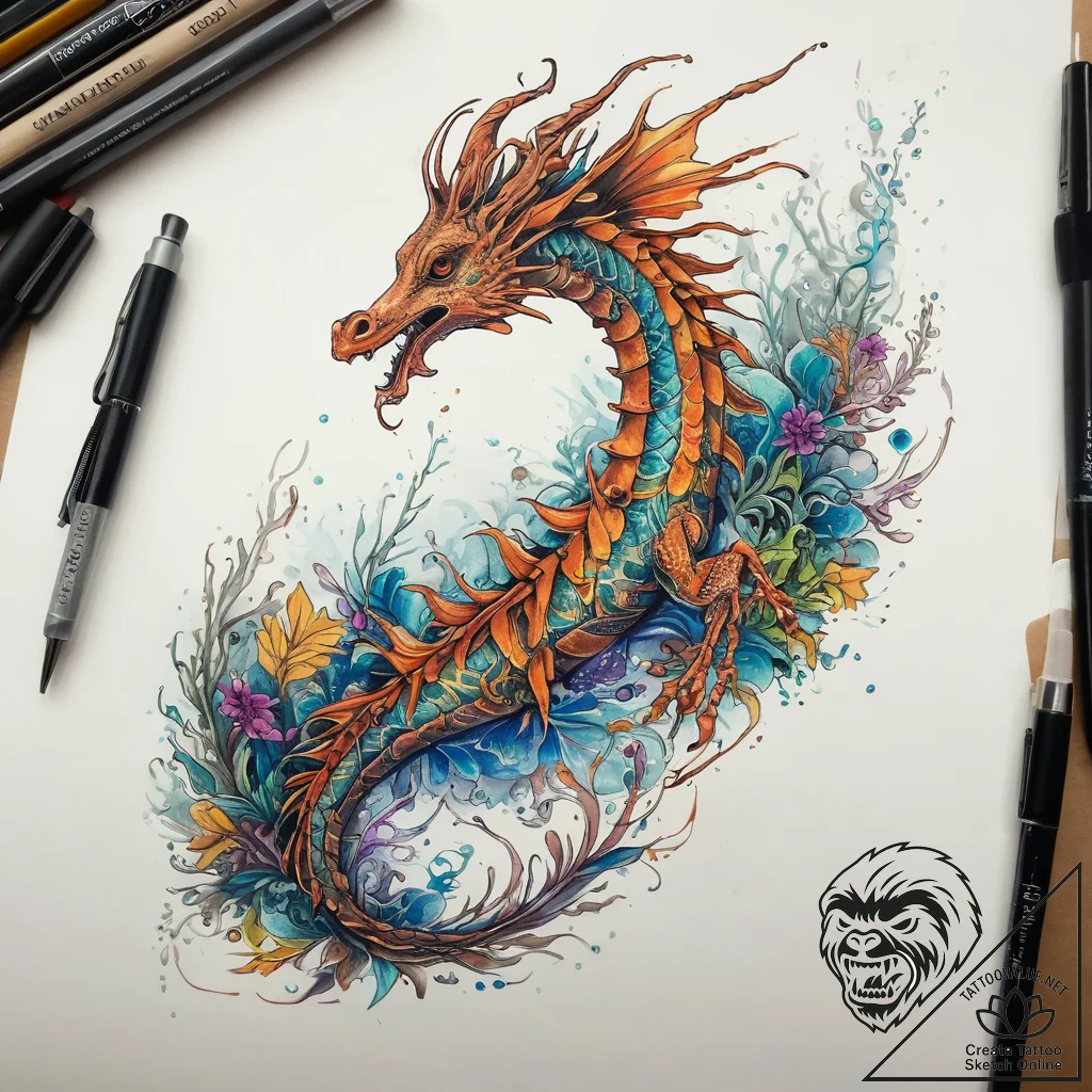 Tattoo sketch leafy seadragon, artistic tatto... - tattoo sketch (№1758378777_0, 20.09.2025 14:32) — tattoovalue.net