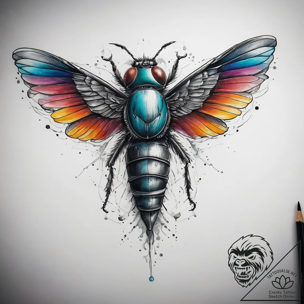 Tattoo sketch fly, artistic tattoo sketch, on... - tattoo sketch (№1758378975_0, 20.09.2025 14:36) — tattoovalue.net