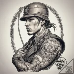 Tattoo sketch soldier with a rope, tattoo ske… – tattoo sketch (№1758380151_0, 20.09.2025 14:55) — tattoovalue.net