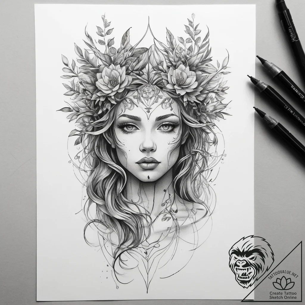 Tattoo sketch dryad tattoo, artistic tattoo s... - tattoo sketch (№1758380347_0, 20.09.2025 14:59) — tattoovalue.net
