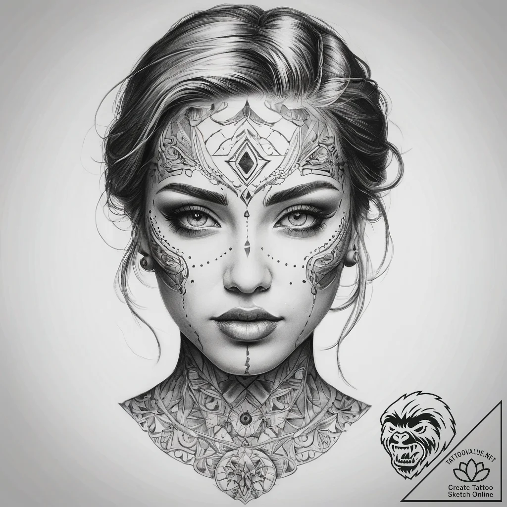 Tattoo sketch узор в виде лица - tattoo sketch (№1758380542_0, 20.09.2025 15:02) — tattoovalue.net