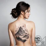 Tattoo sketch sensual back with a landscape – tattoo sketch (№1758380937_0, 20.09.2025 15:08) — tattoovalue.net