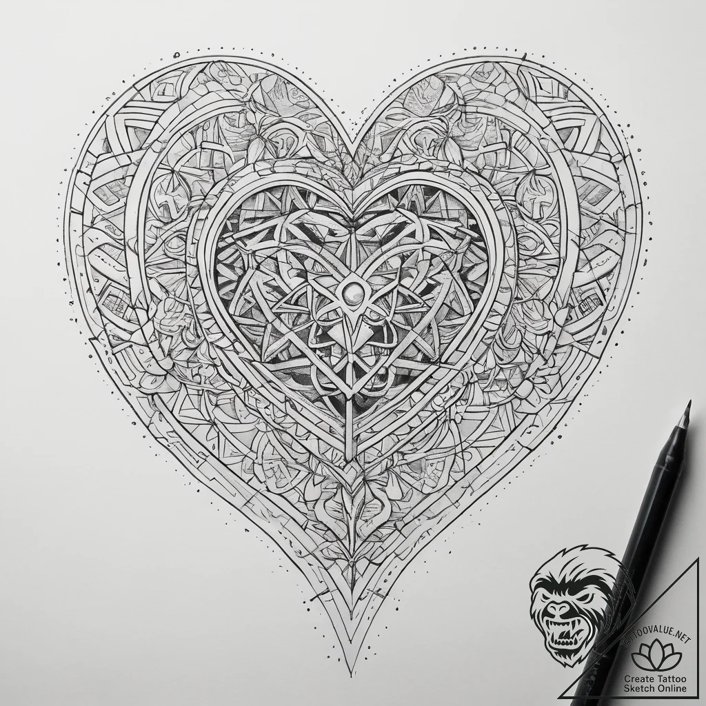 Tattoo sketch gamer pixelated heart, artistic... - tattoo sketch (№1758382314_0, 20.09.2025 15:31) — tattoovalue.net