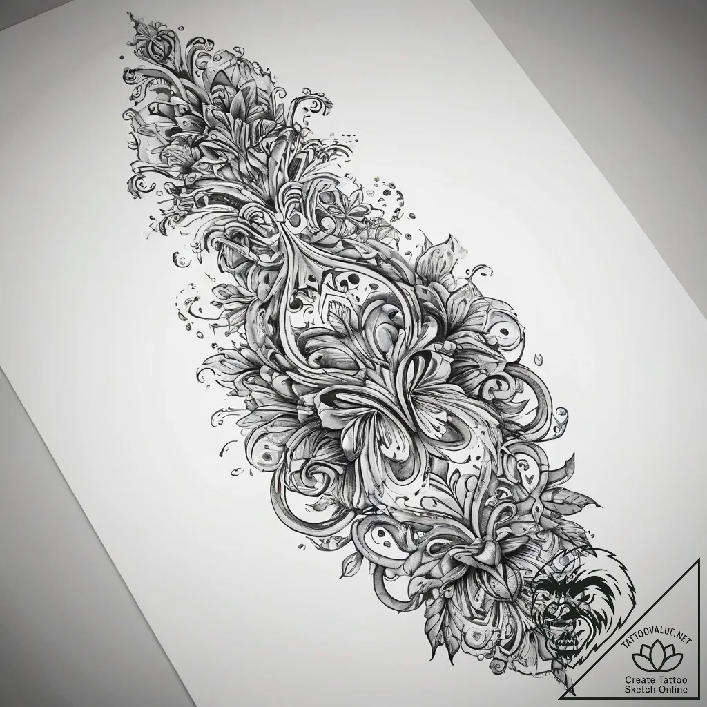 Tattoo sketch sensual wrist with a vine, ink... - tattoo sketch (№1758382509_0, 20.09.2025 15:35) — tattoovalue.net