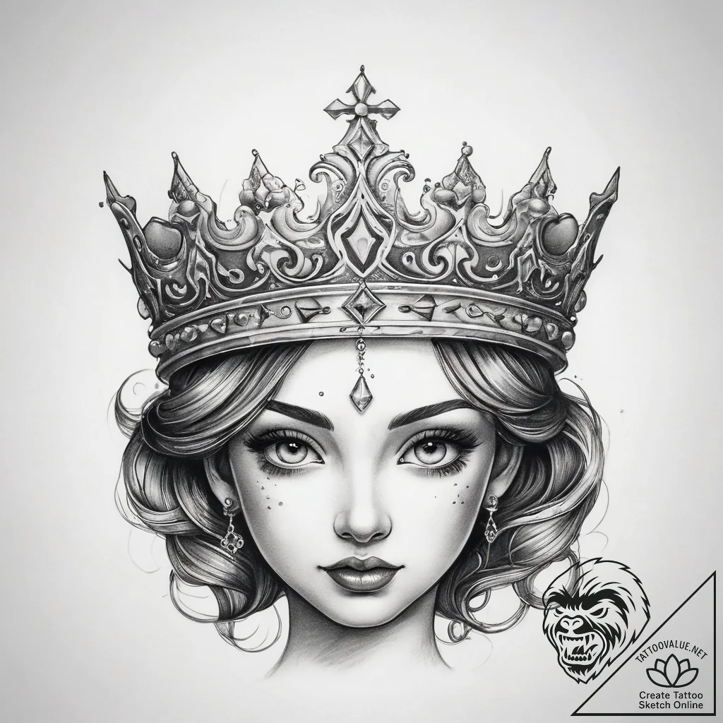 Tattoo sketch princess crown - tattoo sketch (№1758382706_0, 20.09.2025 15:38) — tattoovalue.net