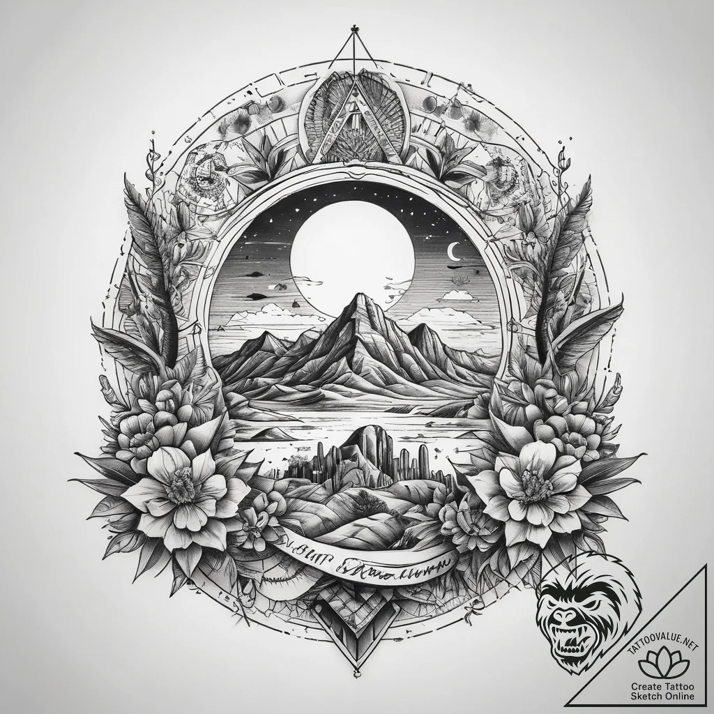 Tattoo sketch desert, tattoo sketch design, o... - tattoo sketch (№1758382906_0, 20.09.2025 15:41) — tattoovalue.net