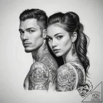 Tattoo sketch a brother and sister – tattoo sketch (№1758384689_0, 20.09.2025 16:11) — tattoovalue.net