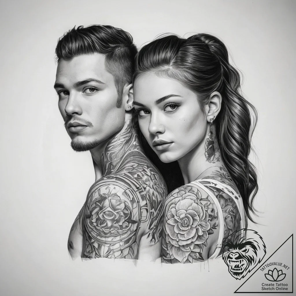 Tattoo sketch a brother and sister - tattoo sketch (№1758384689_0, 20.09.2025 16:11) — tattoovalue.net