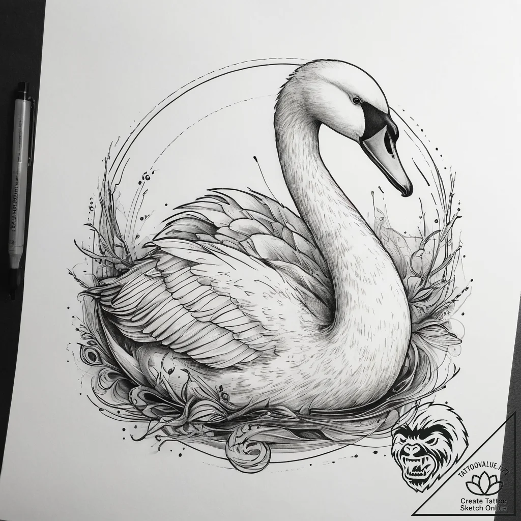 Tattoo sketch mute swan, artistic tattoo sket... - tattoo sketch (№1758384894_0, 20.09.2025 16:14) — tattoovalue.net