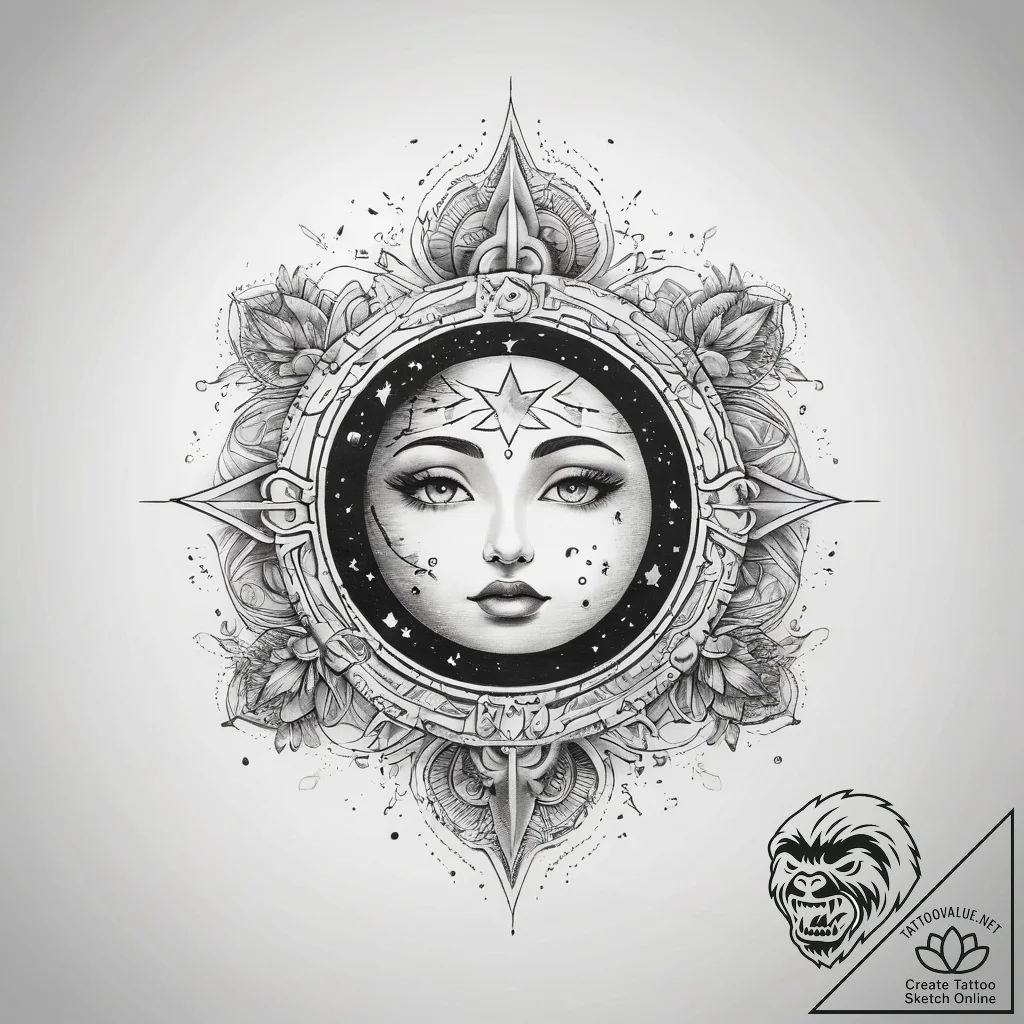 Tattoo sketch cosmic world - tattoo sketch (№1758385485_0, 20.09.2025 16:24) — tattoovalue.net