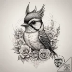 Tattoo sketch crested tit, tattoo sketch desi… – tattoo sketch (№1758386288_0, 20.09.2025 16:38) — tattoovalue.net