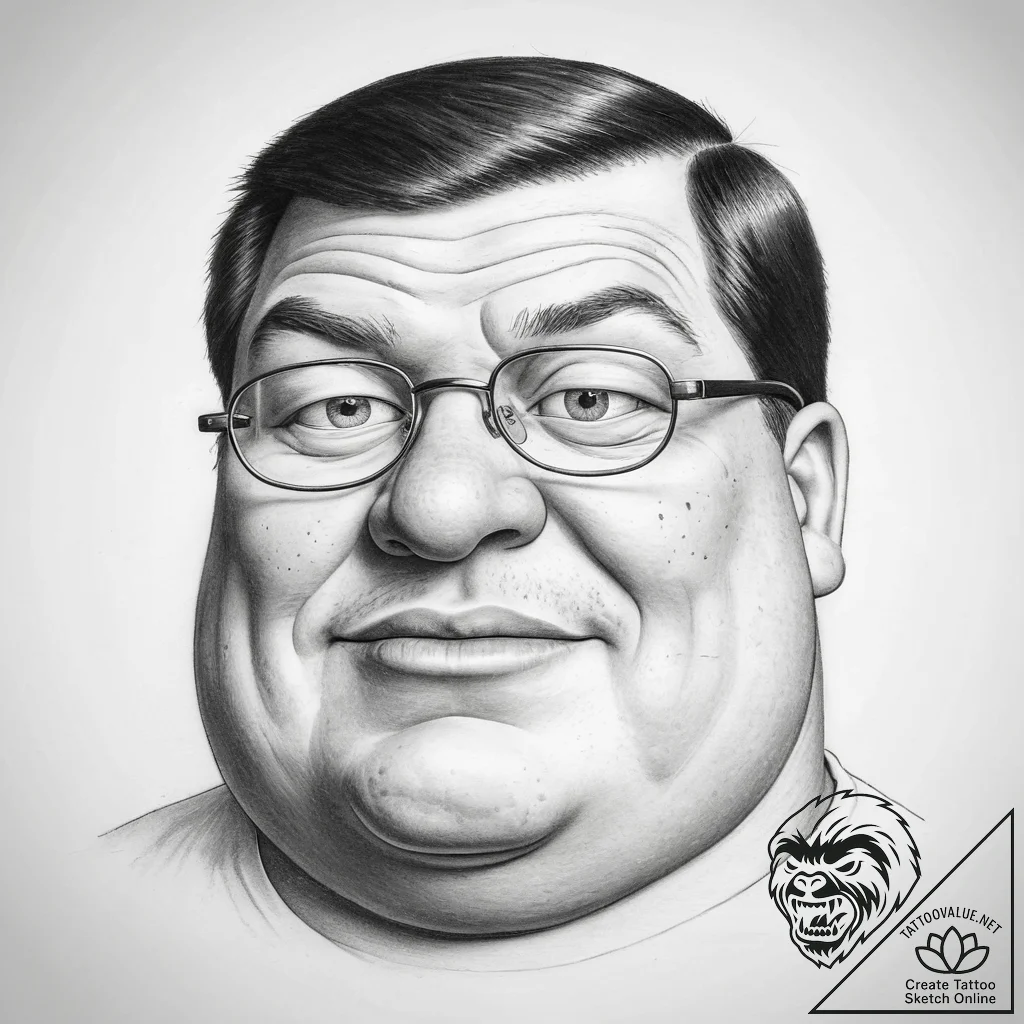 Tattoo sketch family guy peter griffin's head - tattoo sketch (№1758390237_0, 20.09.2025 17:43) — tattoovalue.net