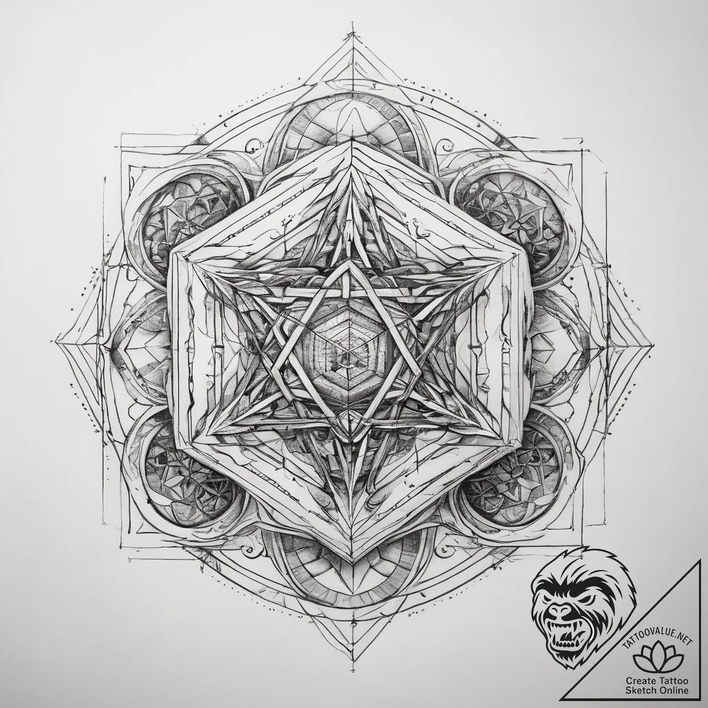 Tattoo sketch metatron's cube with geometric... - tattoo sketch (№1758391811_0, 20.09.2025 18:10) — tattoovalue.net